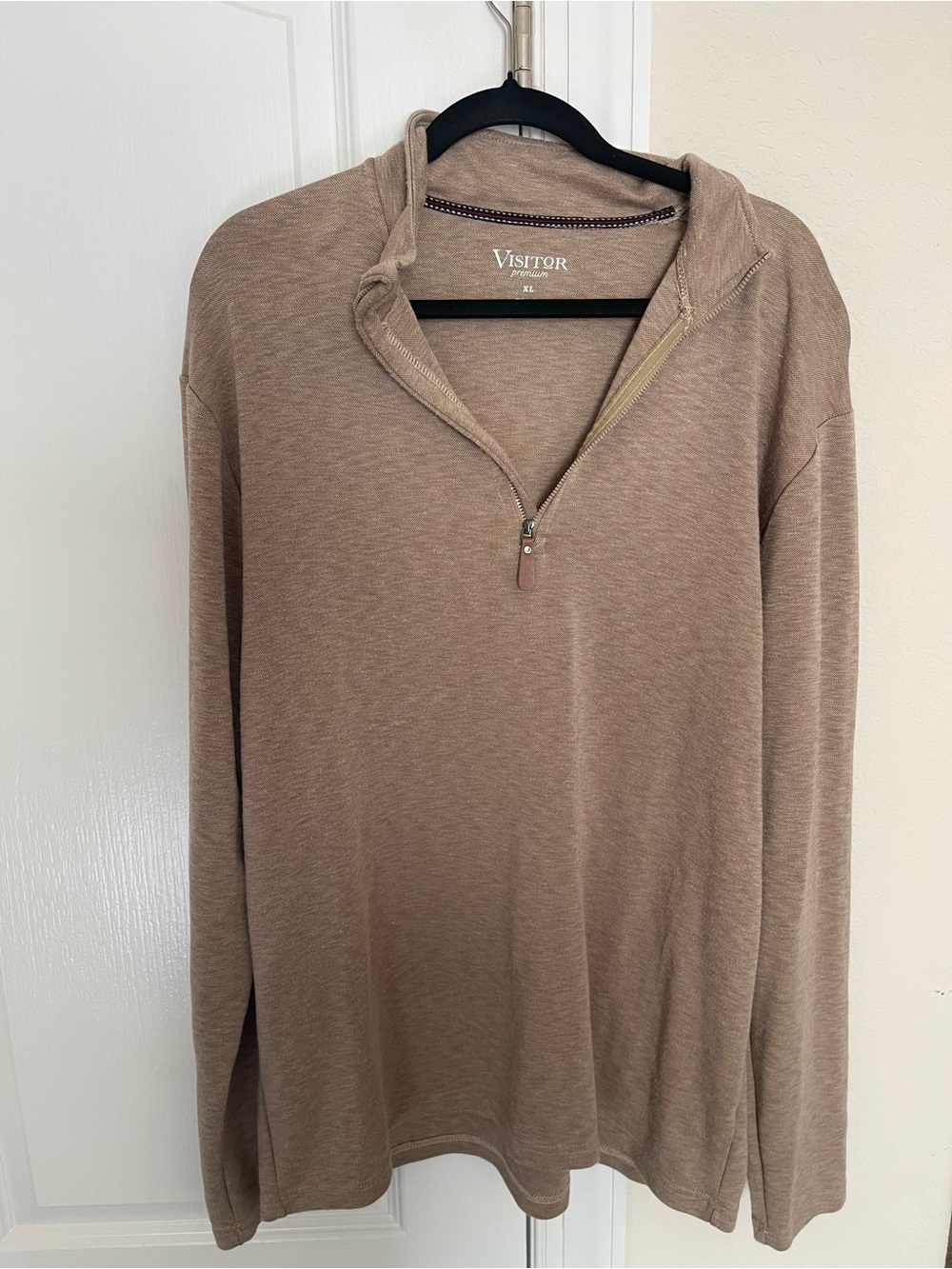Visitor Premium Men’s XL Taupe 1/4 Zip Pullover Knit Sweater